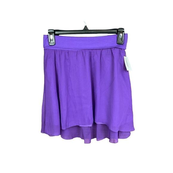 Aeropostale Mini Skirt Flare Sheer Overlay Purple Elastic Waist Junior Small - Picture 12 of 13
